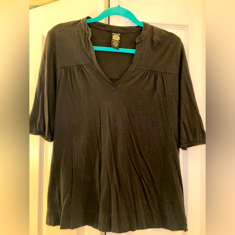 Lucky Brand Women’s Black V-Neck Blouse- Size Small
